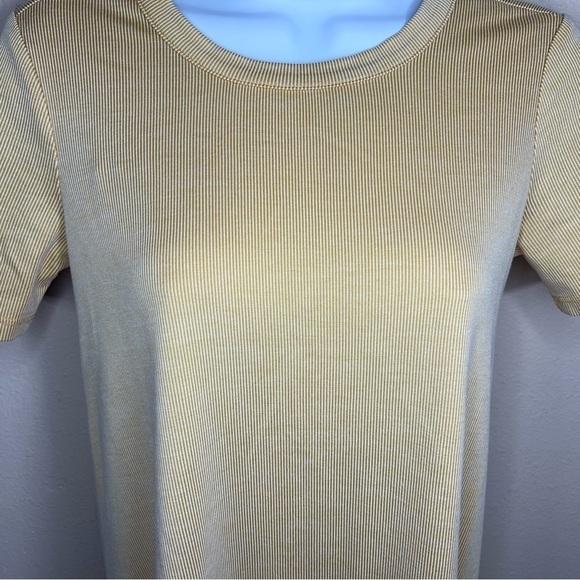 XS BCBGENERATION MUSTARD YELLOW WHITE STRIPED TUNIC TOP STRETCH - Picture 7 of 10